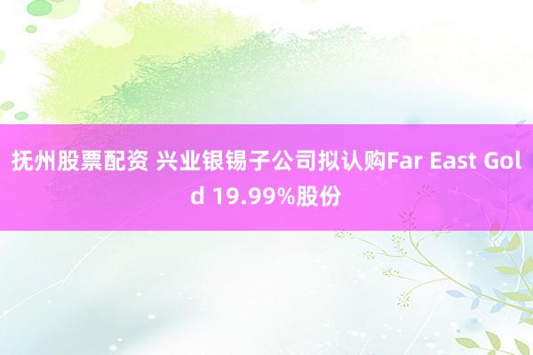 抚州股票配资 兴业银锡子公司拟认购Far East Gold 19.99%股份